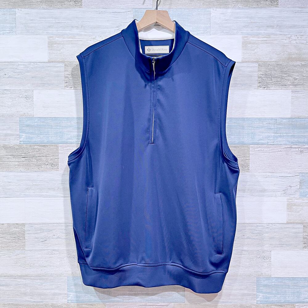 Donald Ross Falkirk Vest Navy Blue 1/4 Zip Pockets Performance Tech Golf Mens XL
